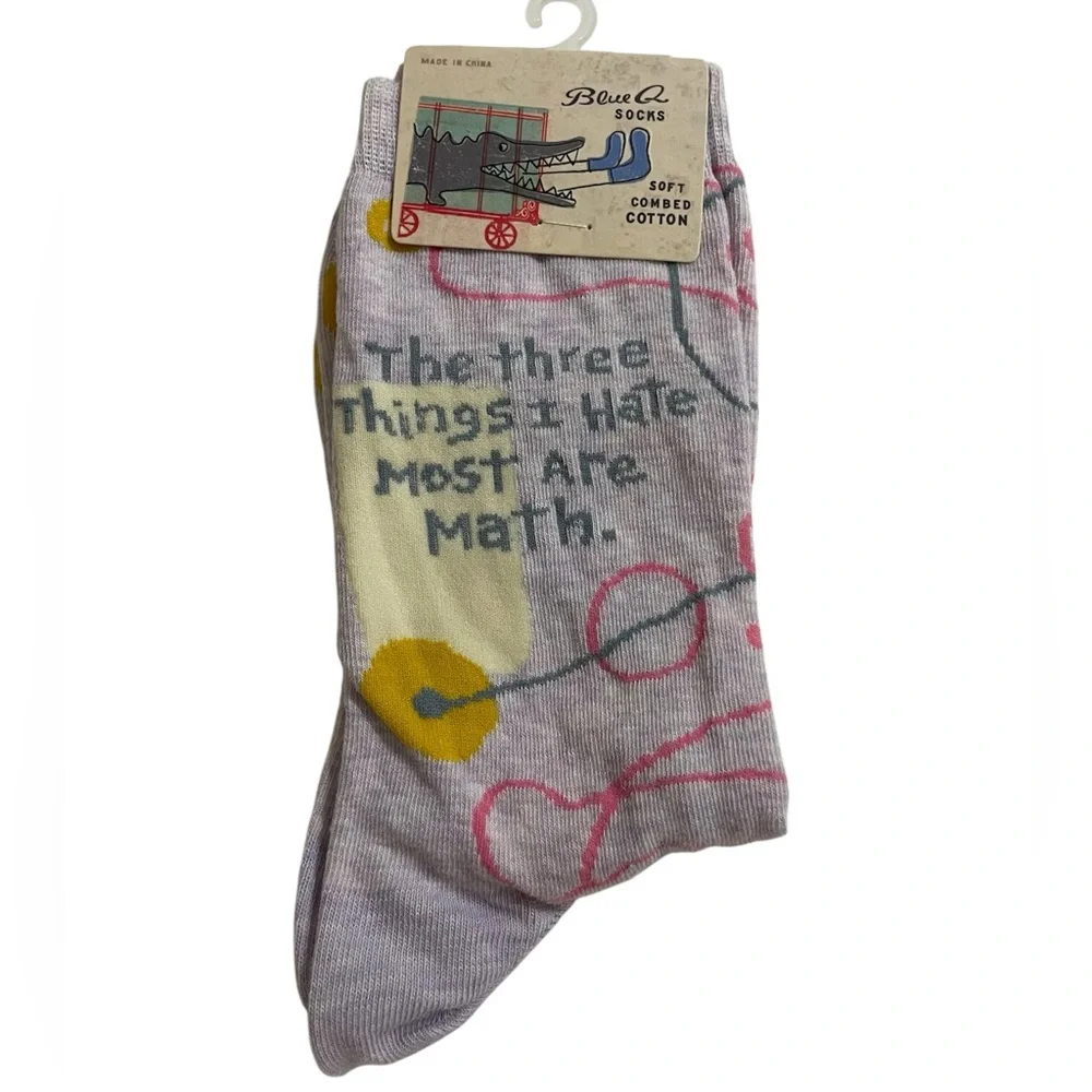 New BLUE Q women’s fun socks The Three Things I Hate Most Are Math